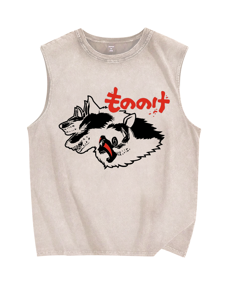 Mononoke Vintage Distressed Washed Tank Top