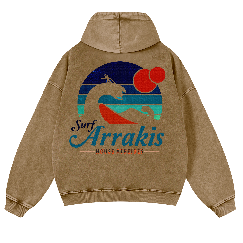 Surf Arrakis Vintage Washed Cotton Back Art Hoodie