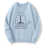 Ramen Cat Cotton Pullover Sweatshirt