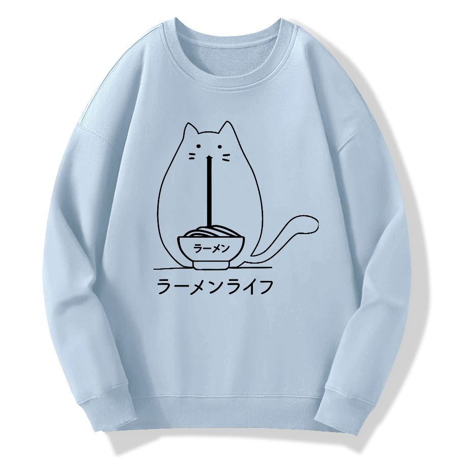 Ramen Cat Cotton Pullover Sweatshirt
