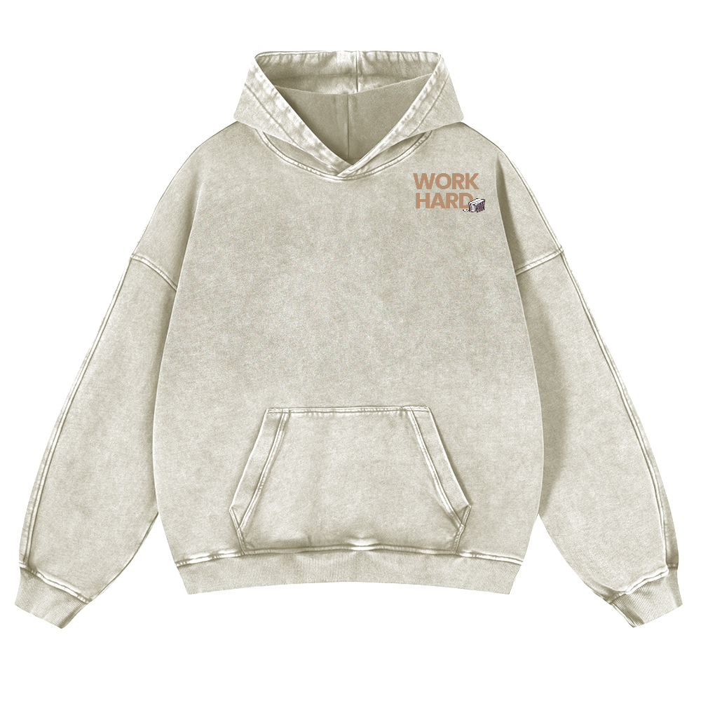 Cat Vintage Washed Cotton Back Art Hoodie