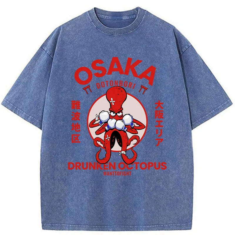 Osaka Octopus Monster Japan Washed T-Shirt