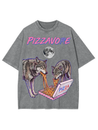 Unisex Pizzavore Printed Washed Tee
