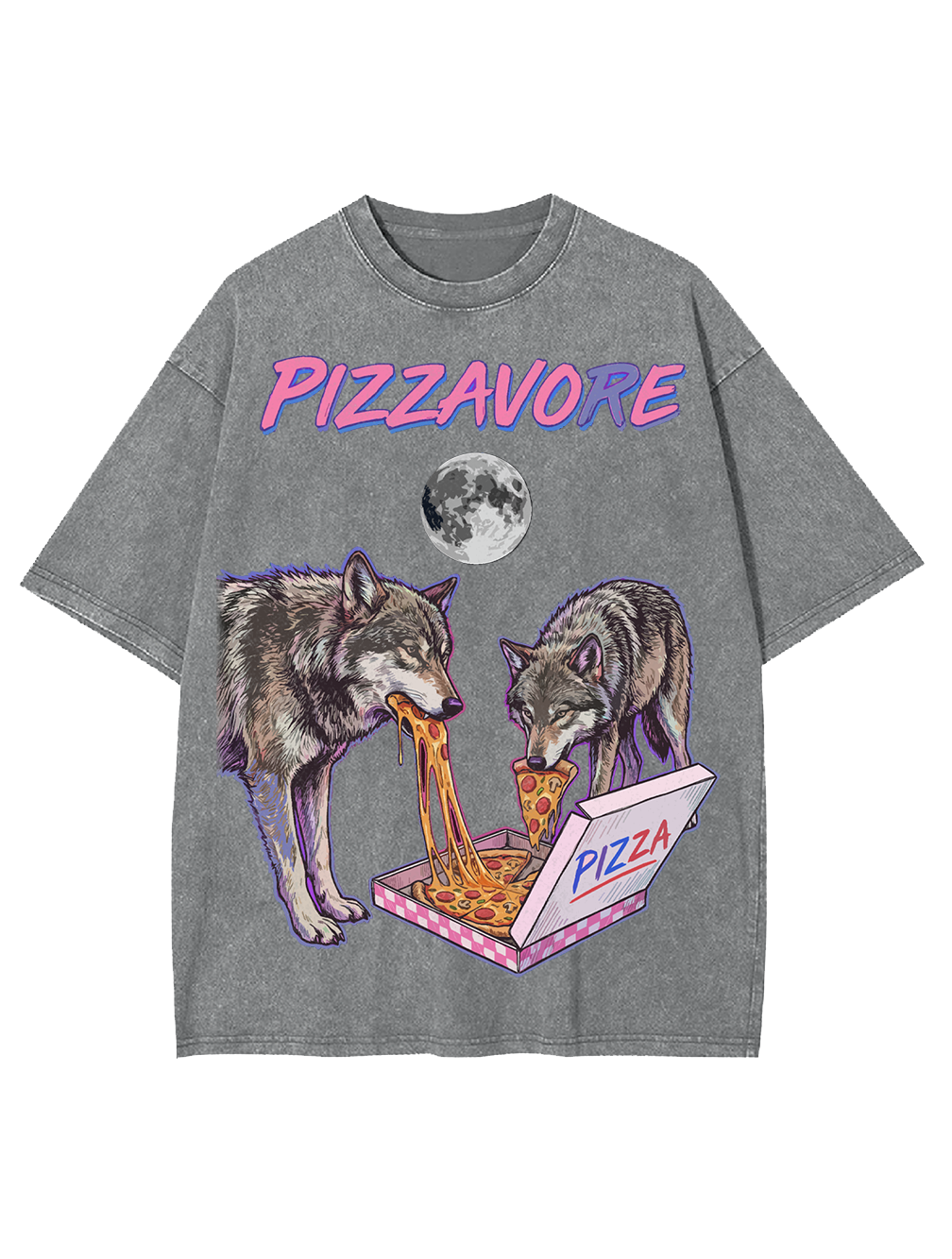 Unisex Pizzavore Printed Washed Tee