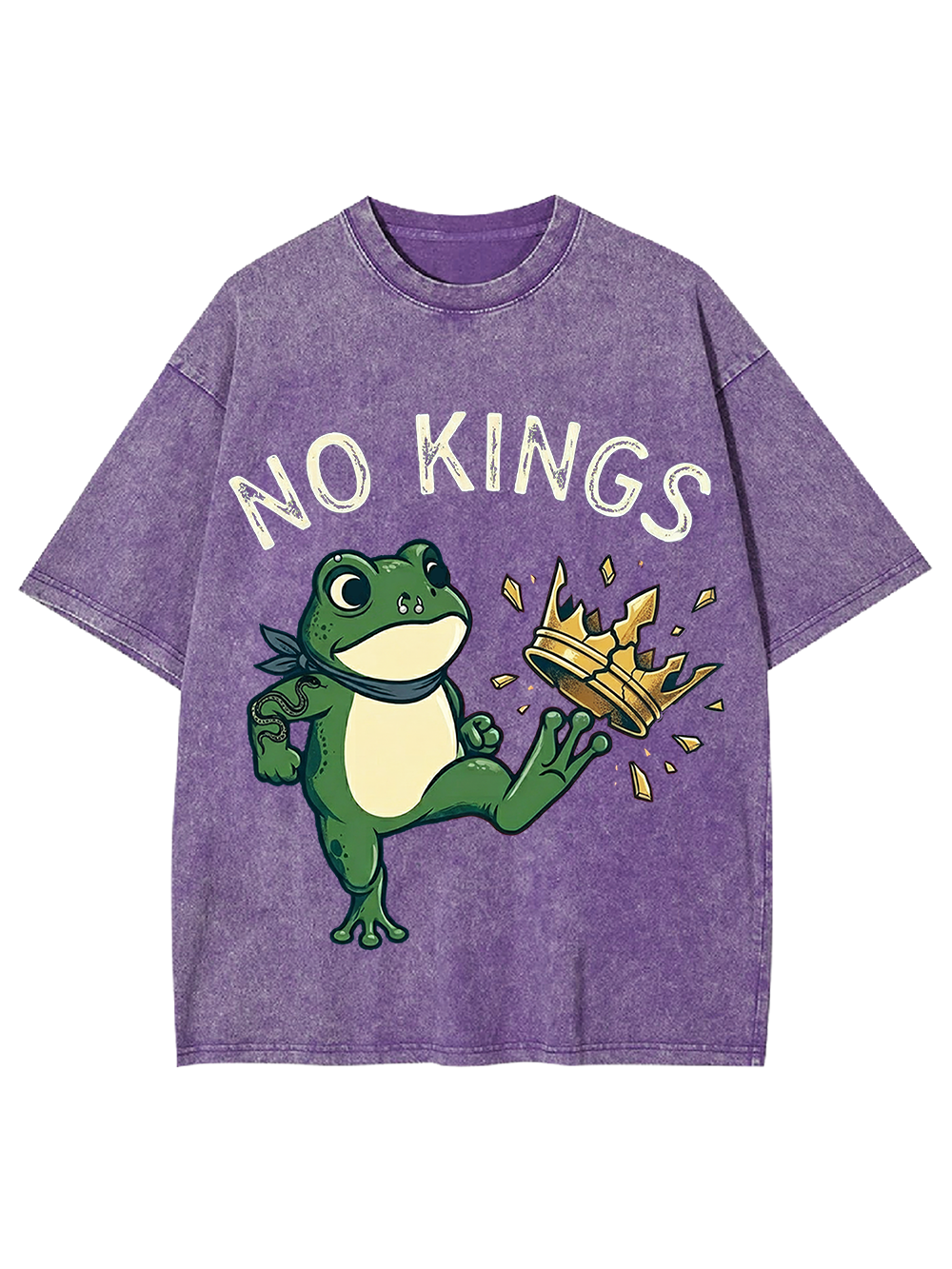 Unisex Frog Against the Crown Printed Washed Tee