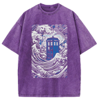 The Great Wave Off Tardis Washed T-Shirt