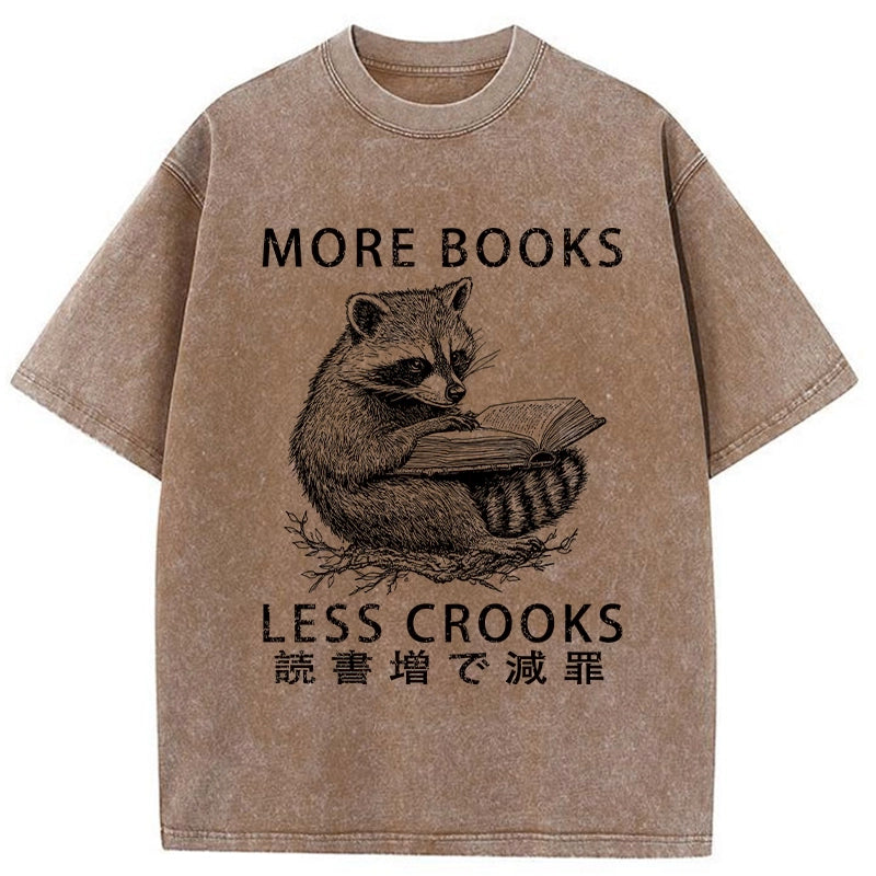More Books Less Crooks Washed T-Shirt