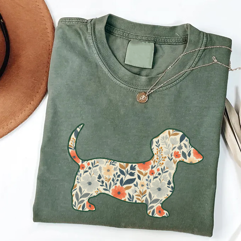 Floral Dachshund T-shirt
