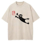 Funny Grumpy Japanese Frog Washed T-Shirt