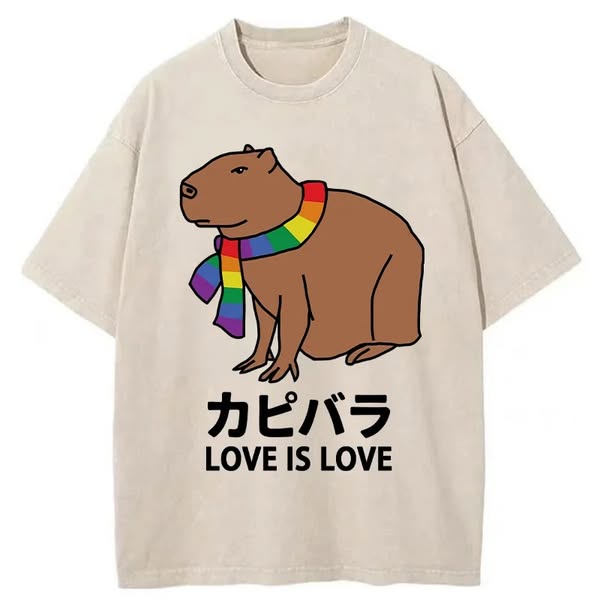 Capybara With Love Washed T-Shirt