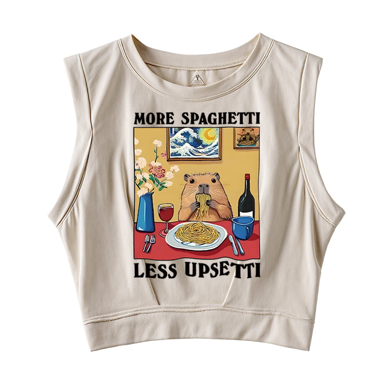 More Spaghetti Less Upsetti Capybara Sleeveless Crop Top