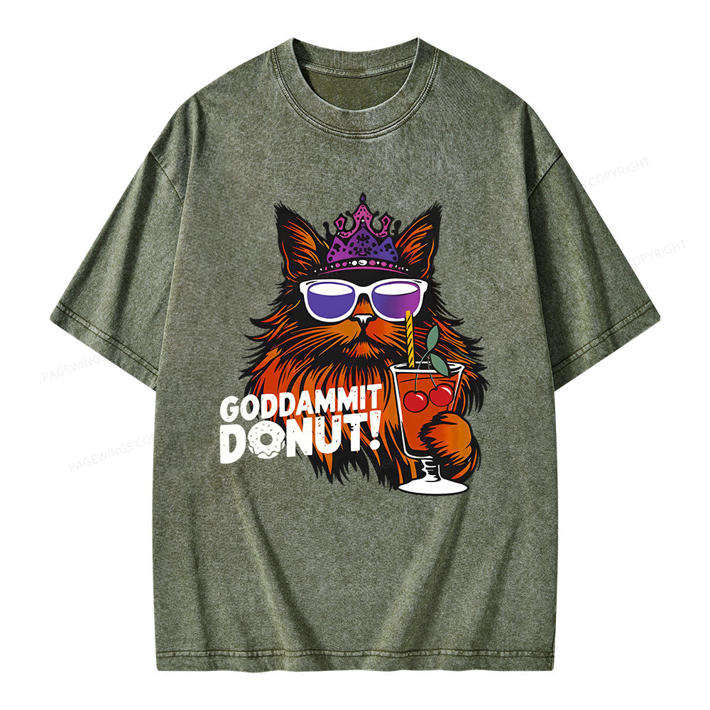 Goddammit Donut Unisex Washed T-shirt