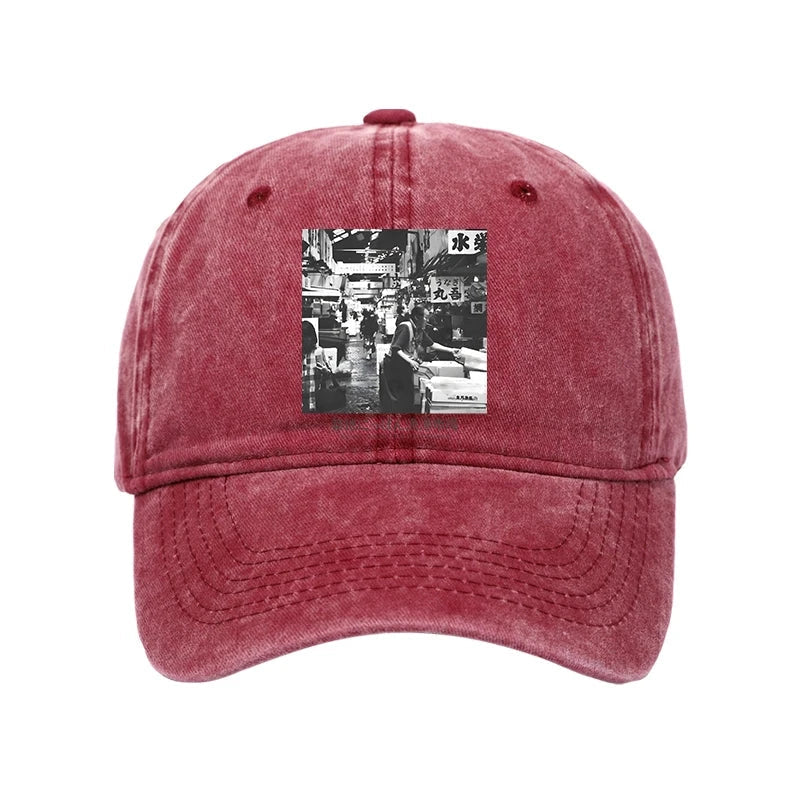 Tsukiji Fish Market Photo Washed Cap