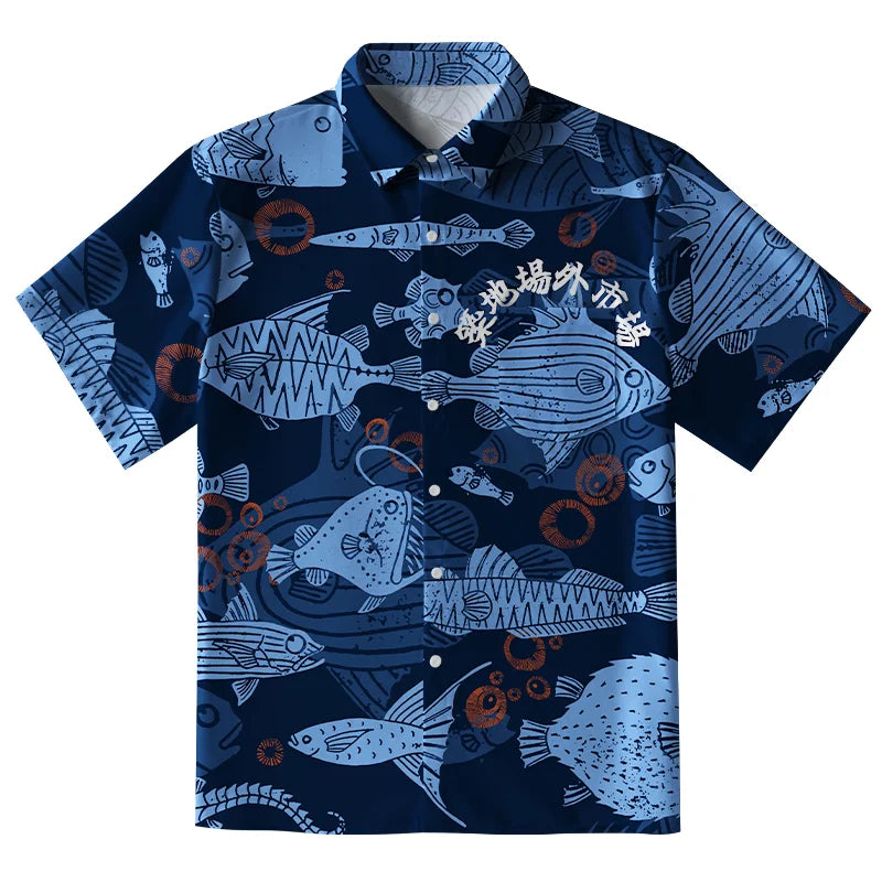 Various Types Of Fish Button-up Shirt