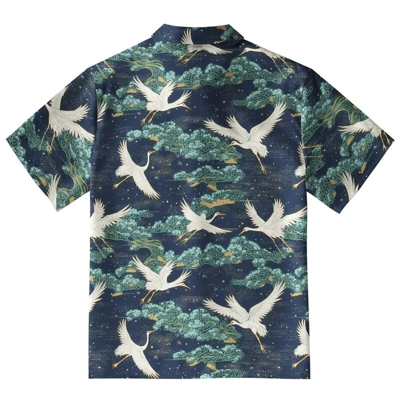 Cranes And Clouds Aloha Hawaiian Shirt