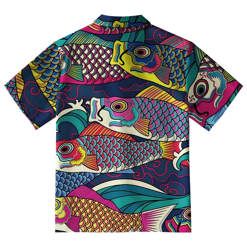 Colorful Japanese Koinobori Button-up Shirt