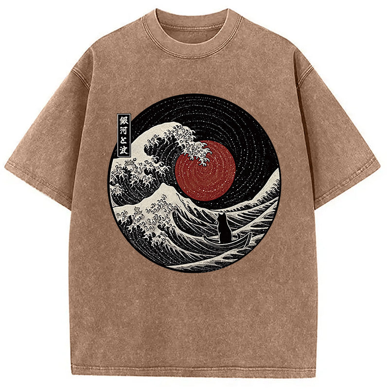 The Solitary Wanderer Cat Washed T-Shirt