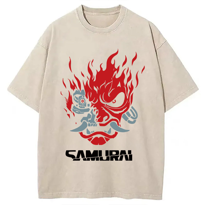 Vintage Samurai Retro Japanese Washed T-Shirt