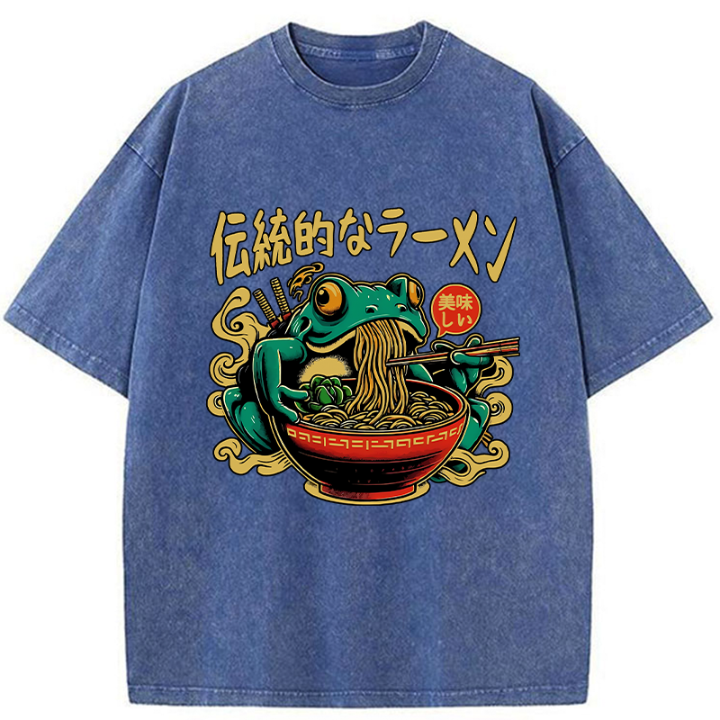 Frog Obsessed With Ramen Washed T-Shirt