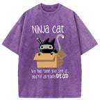 Ninja Cat Japanese Washed T-Shirt