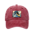 Dinosaur Surfing Japanese Washed Cap