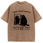 Cat Admiring Himself Washed T-Shirt