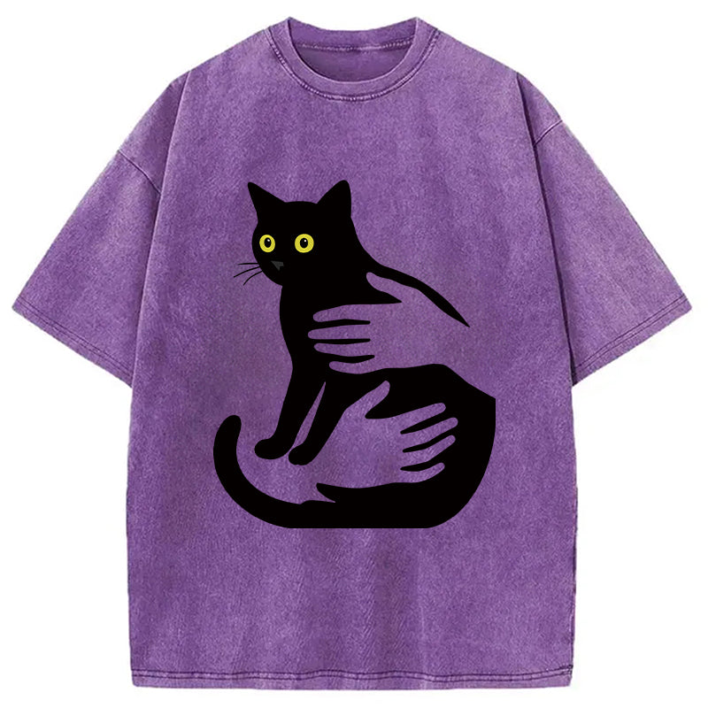 Hug A Black Cat Washed T-Shirt
