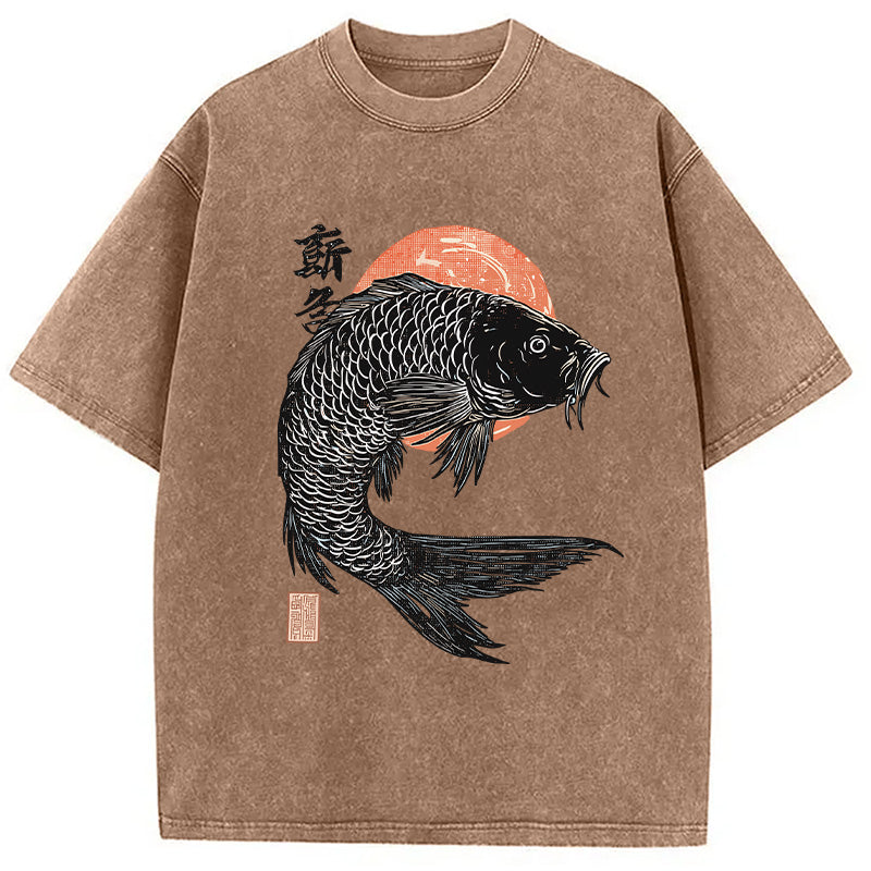 Vintage Koi Rice Sack Washed T-Shirt