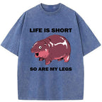 Unisex Short Legs Short Life Washed T-Shirt