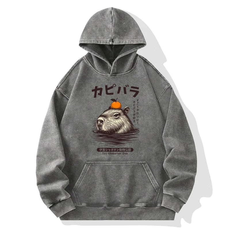 Capybara Hot Spring Washed Hoodie