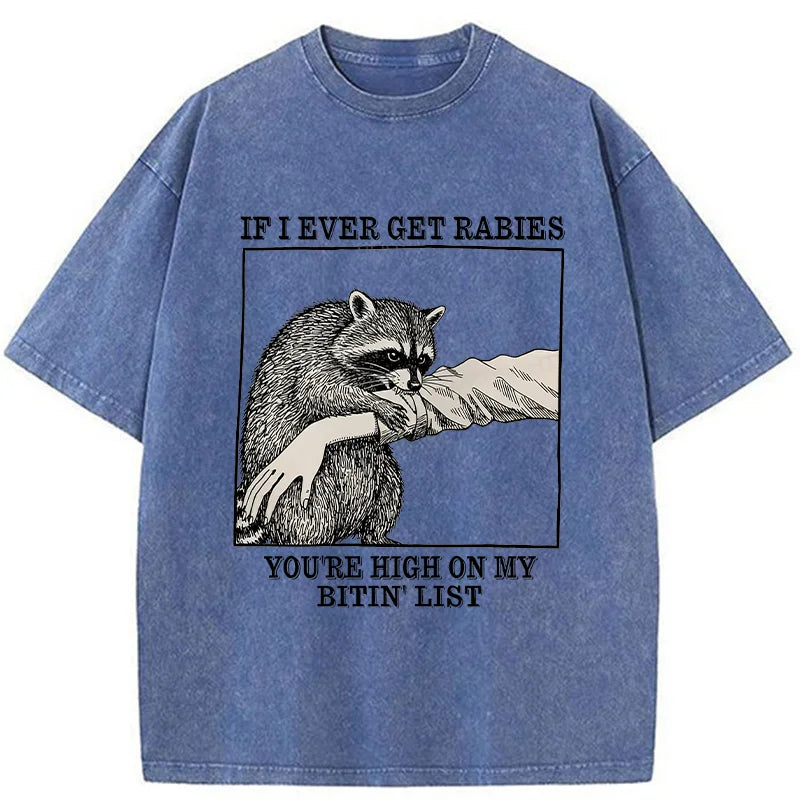 Unisex Raccoon Bites Washed T-Shirt