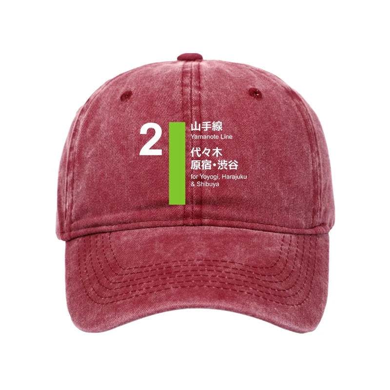 Yamanote Line Shibuya And Harajuku Washed Cap