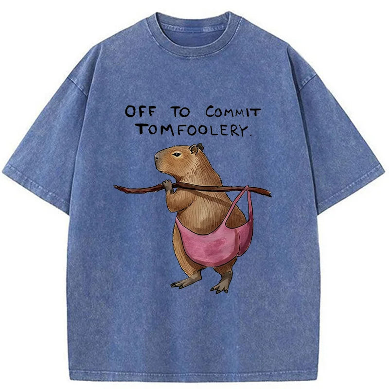 Unisex Capybaras That Do Bad Things Washed T-Shirt