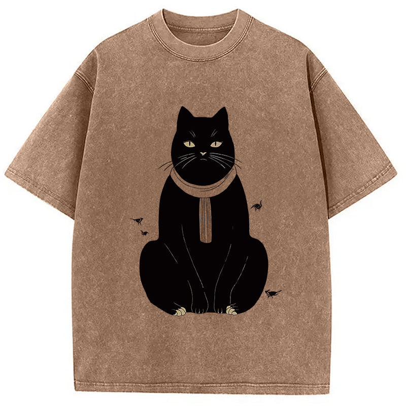 Japanese Cat With Scarf Washed T-Shirt