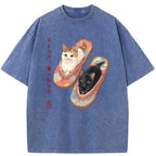 Unisex Slipper Kitties Washed T-Shirt