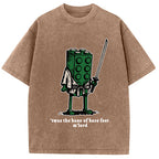 Funny Building Blocks Samurai Washed T-Shirt