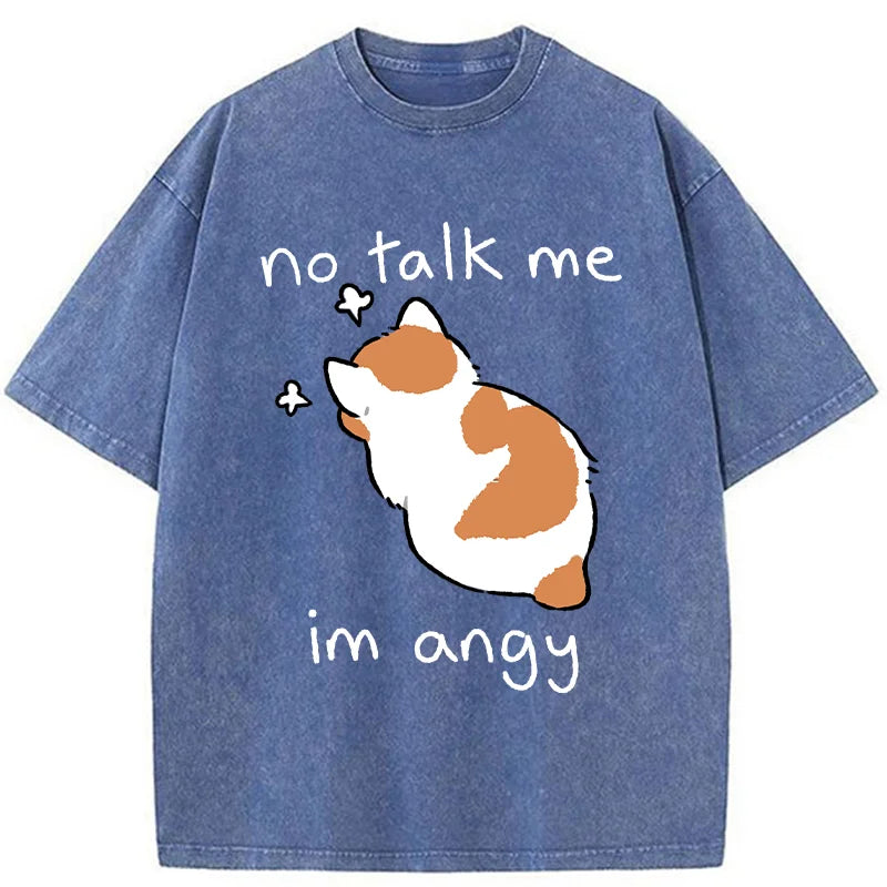 Unisex Cat Refused To Communicate Washed T-Shirt