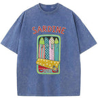 Unisex Colorful Sardines Washed T-Shirt