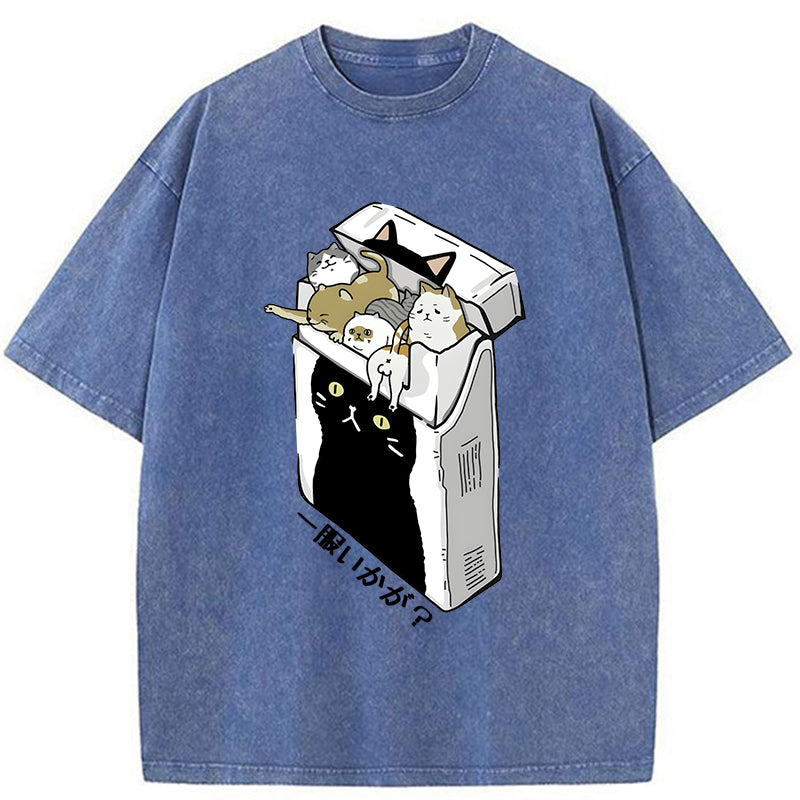 Unisex Have A Catgarette？ Washed T-Shirt