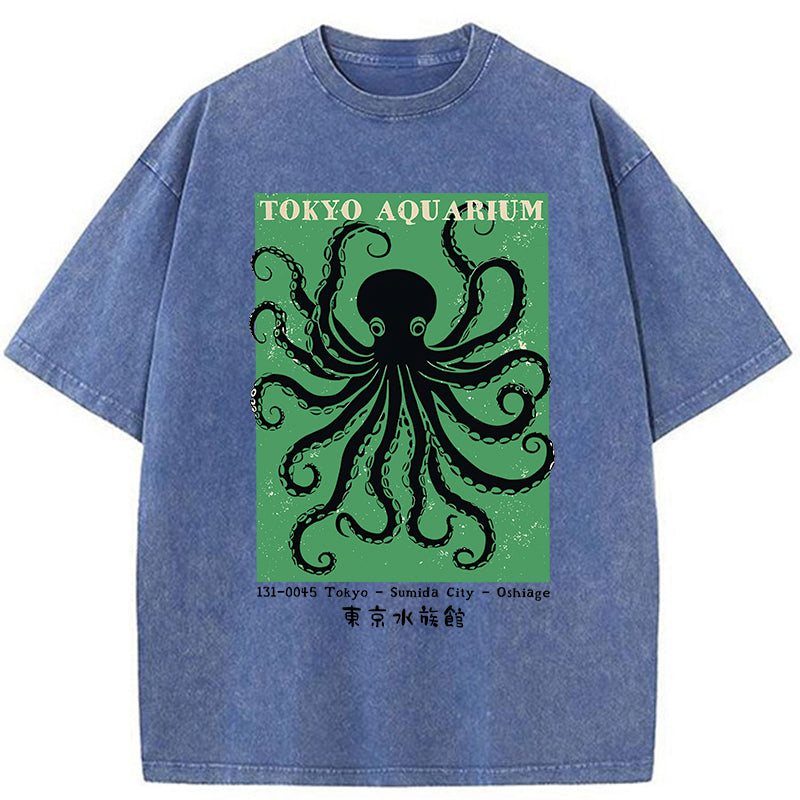 Unisex Tokyo Japanese Aquarium Washed T-Shirt