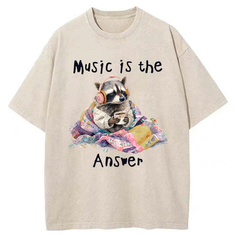 Unisex Music Is The Answer Washed T-Shirt