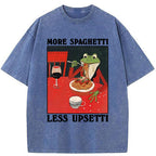 Unisex Frog Eating Spaghetti Washed T-Shirt