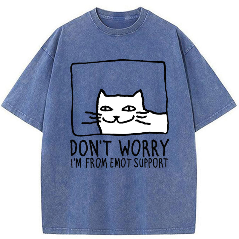 Unisex Emotional Support Cat Washed T-Shirt