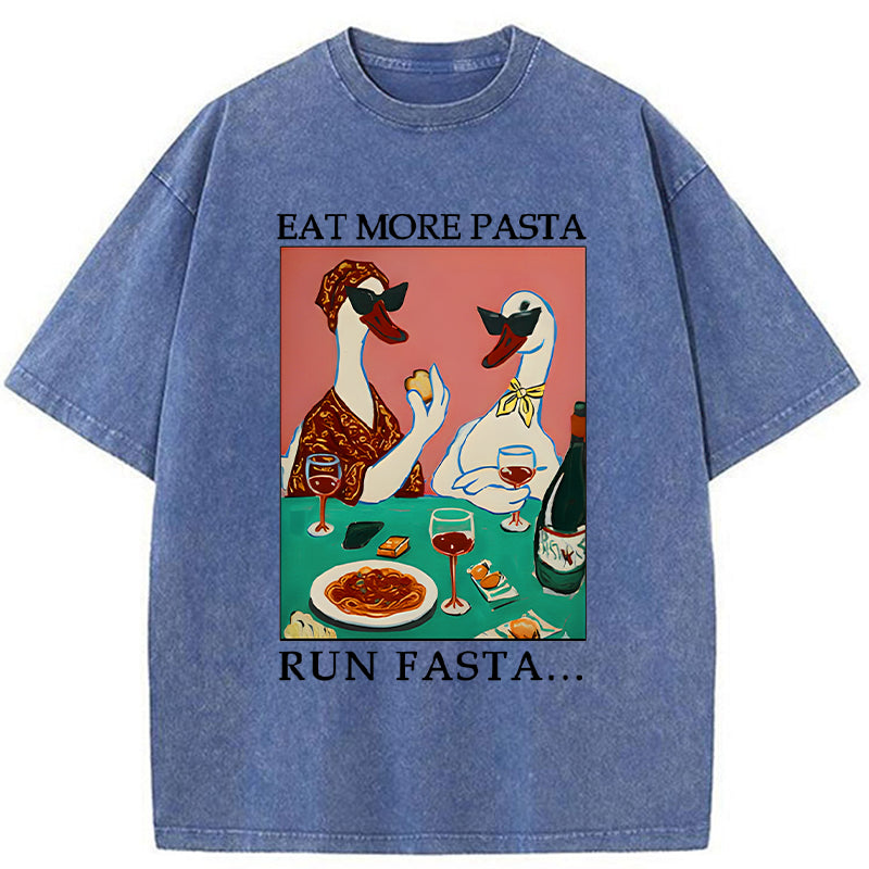 Unisex Eat More Pizza Washed T-Shirt