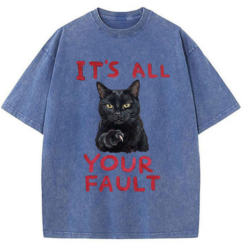 Unisex Cat's Accusation Washed T-Shirt
