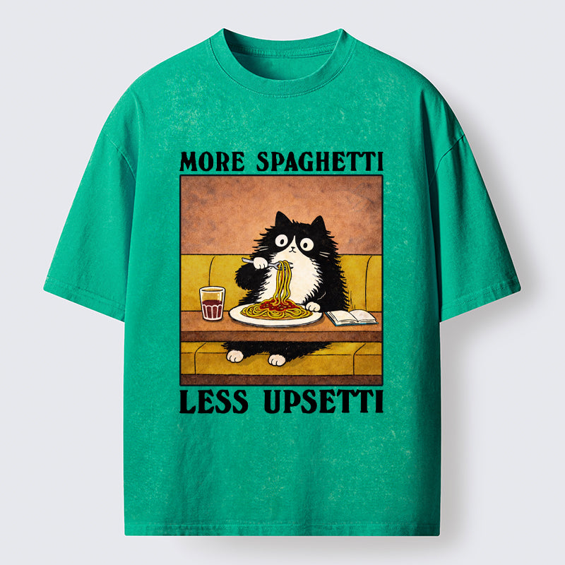 Unisex Unavailable Cat: More Spaghetti Less Upsetti Washed T-Shirt