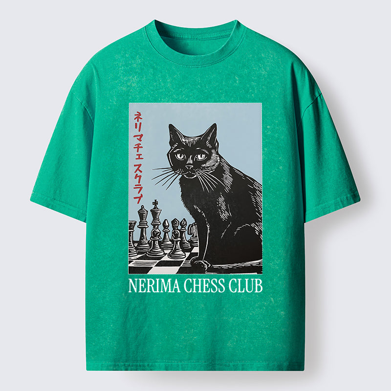 Unisex Chess And Cat Washed T-Shirt