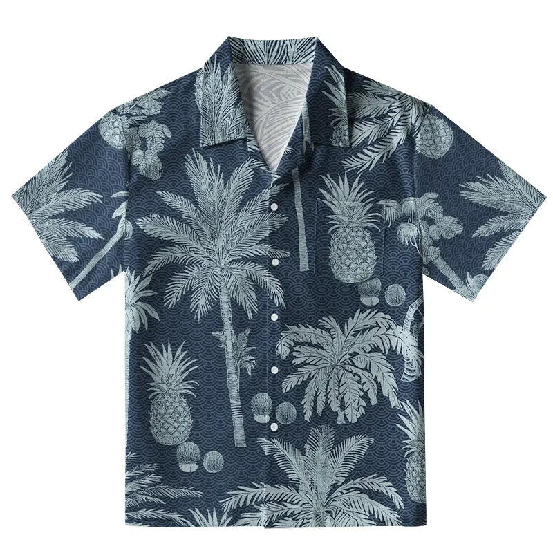 Tropical Pineapple And Palm Aloha Hawaiian Shirt