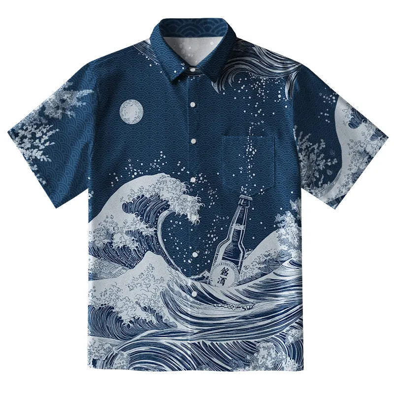 The Great Wave Off Beer Button-up Shirt