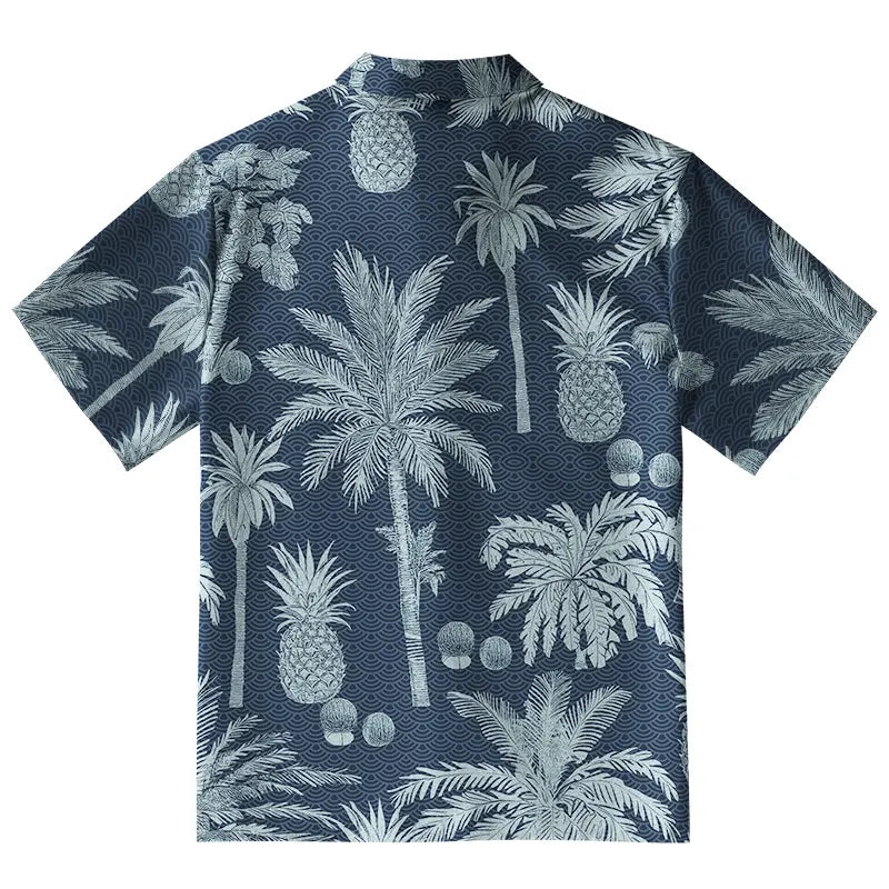 Tropical Pineapple And Palm Aloha Hawaiian Shirt